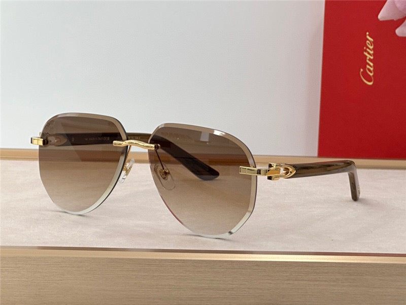 Cartier C DECOR CT0440S Wood frame Unisex Sunglasses 🐆 - buyonlinebehappy