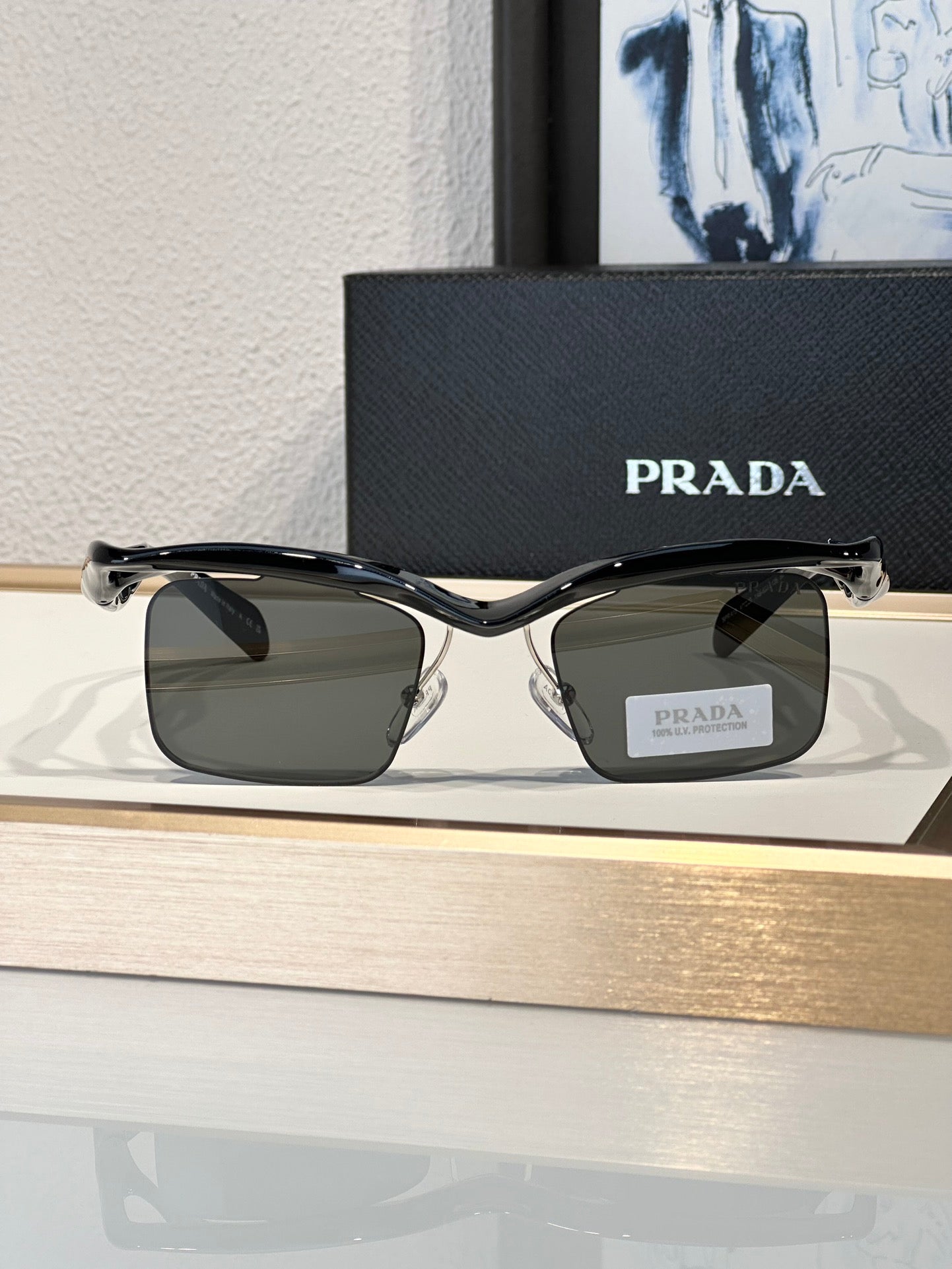 PRADA PR A15S - BLACK-PEACH-GREEN | SUNGLASSES Unisex  🟥 - buyonlinebehappy