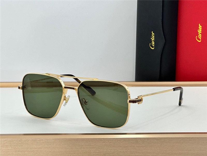 Cartier Square Sunglasses Gold Grey Metal CA38👑 - buyonlinebehappy