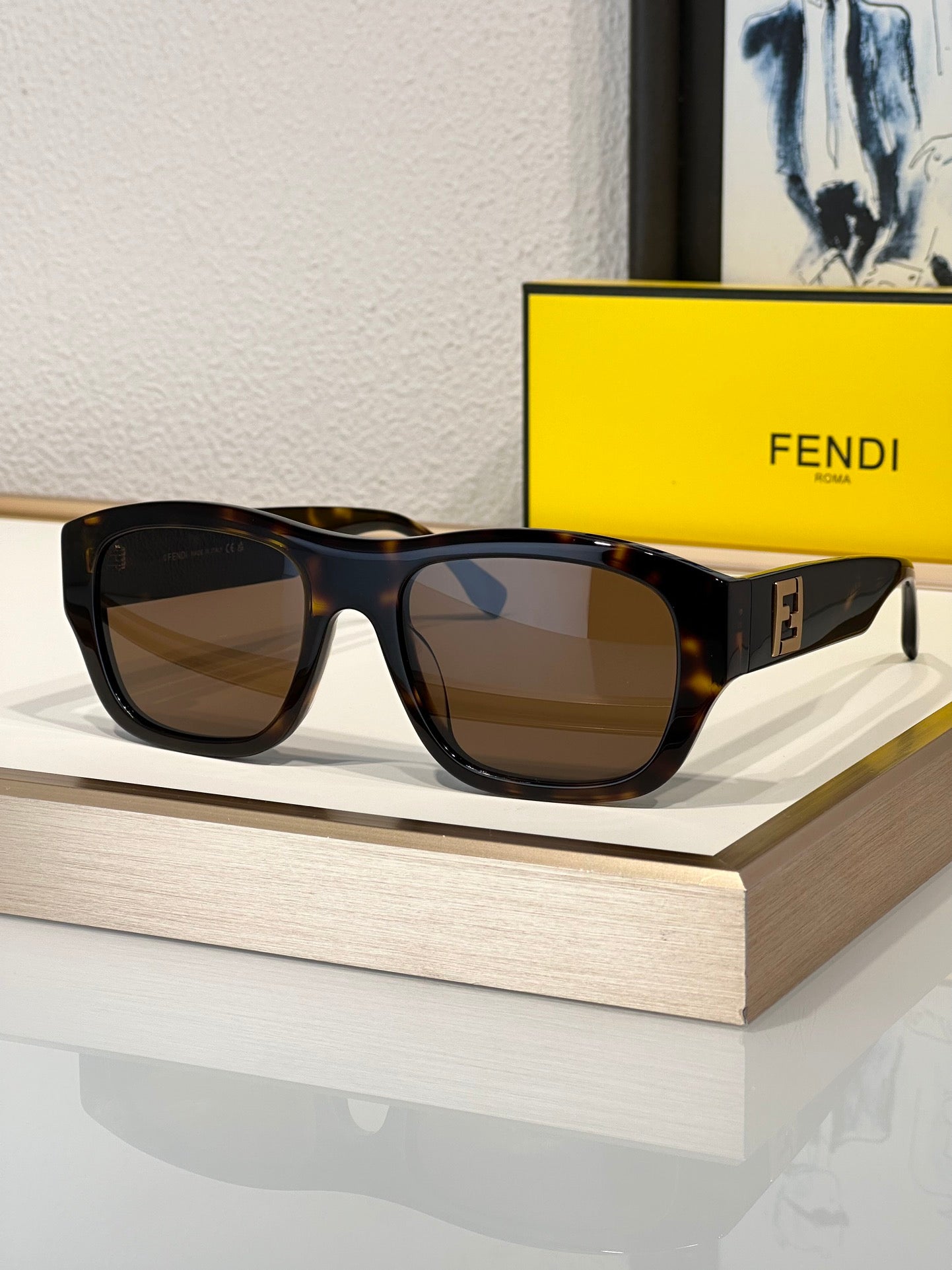 FENDI Men's FF Logo Rectangle Sunglasses✨ - buyonlinebehappy