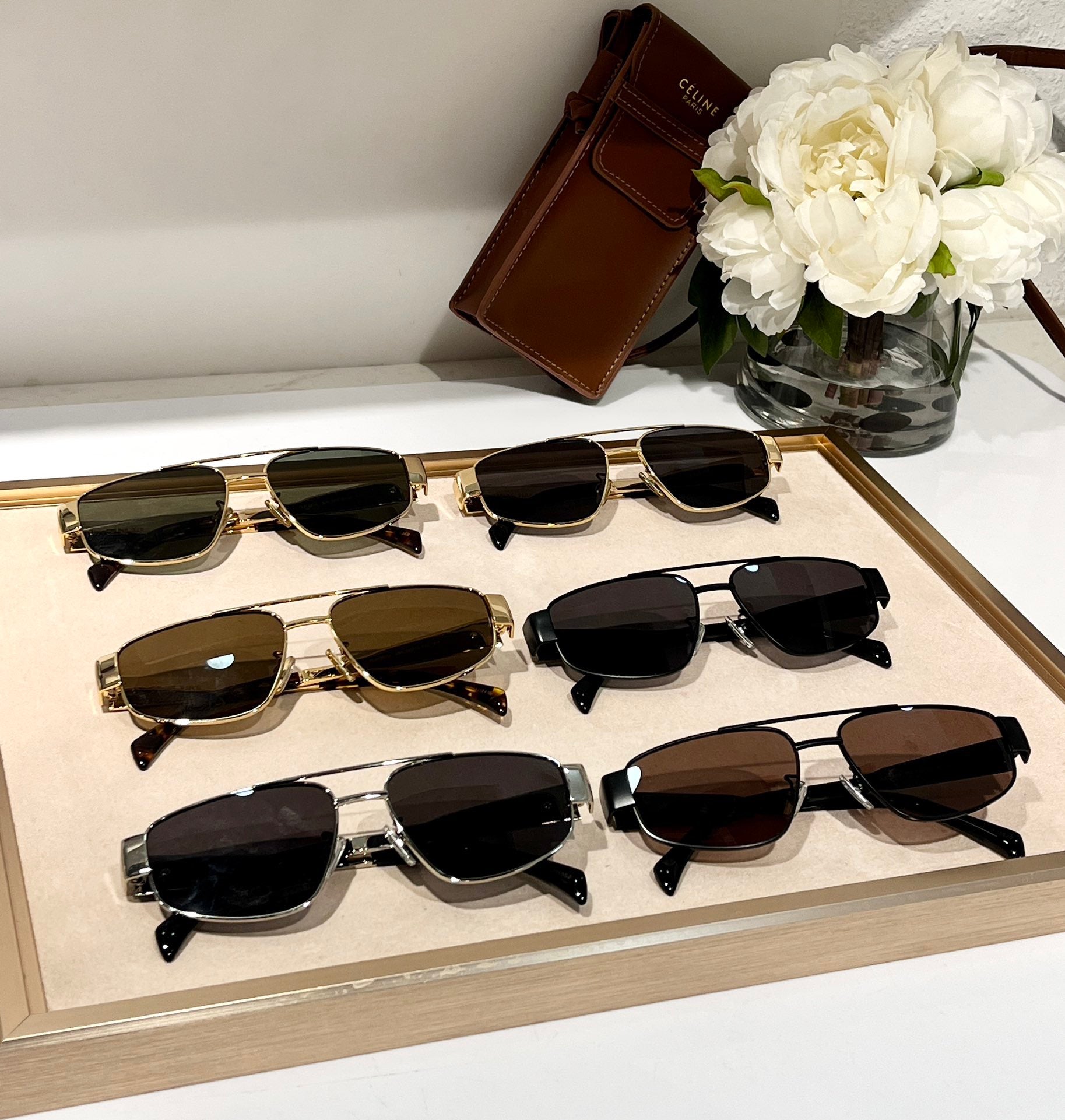 CELINE ovals Triomphe Metal CL 40281 U Sunglasses ✨ - buyonlinebehappy