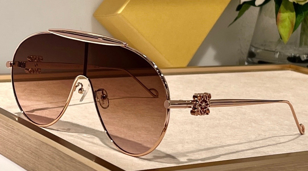 New Season LOEWE Spoiler aviator mask glasses in metal 40111U ✨ - buyonlinebehappy