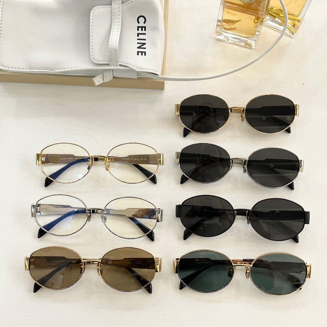 CELINE ovals Triomphe Metal 01 CL40235U 30N Sunglasses ✨ - buyonlinebehappy