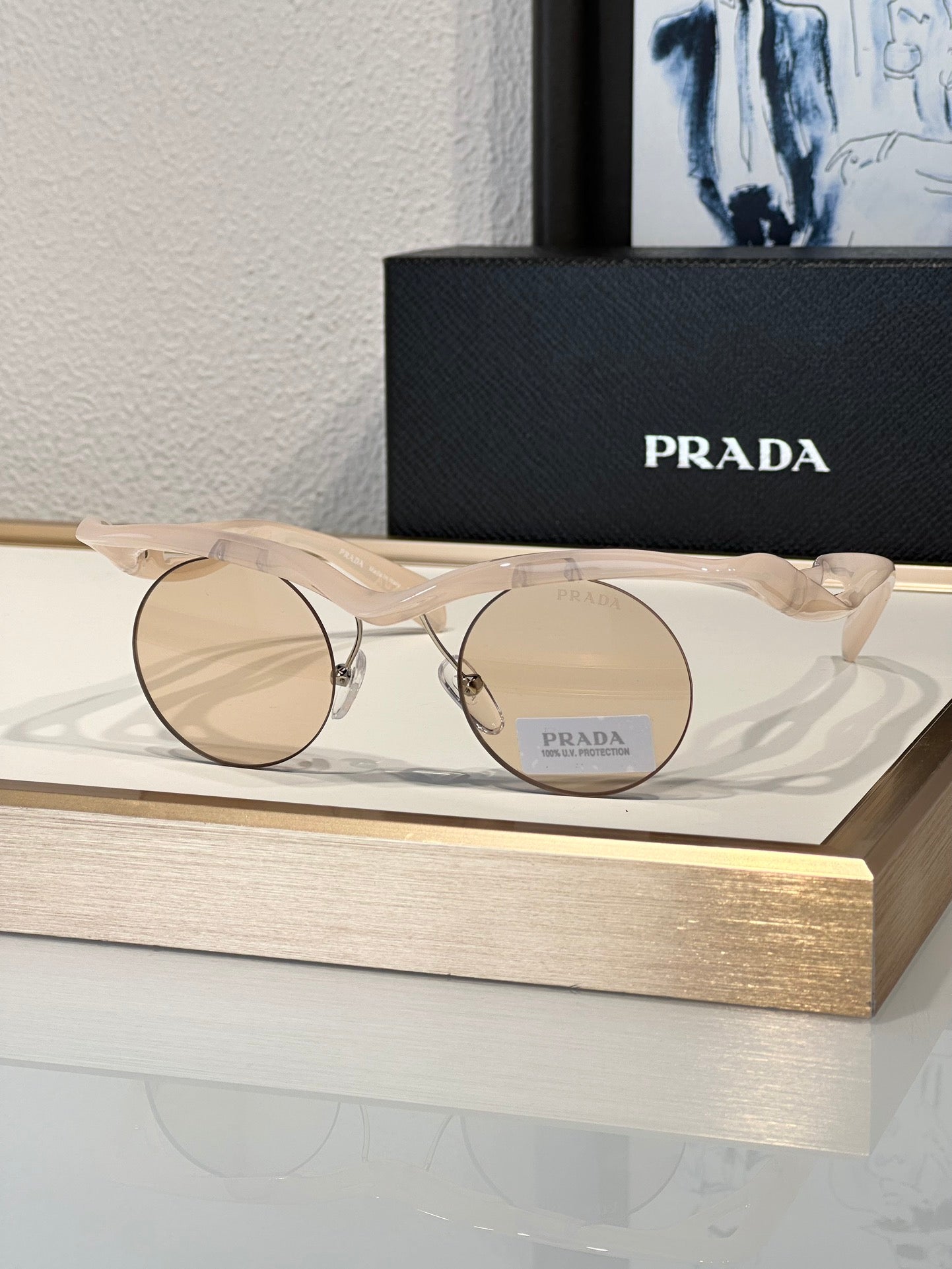 PRADA PR A18S - BLACK-PEACH-GREEN | SUNGLASSES Unisex  🟥 - buyonlinebehappy