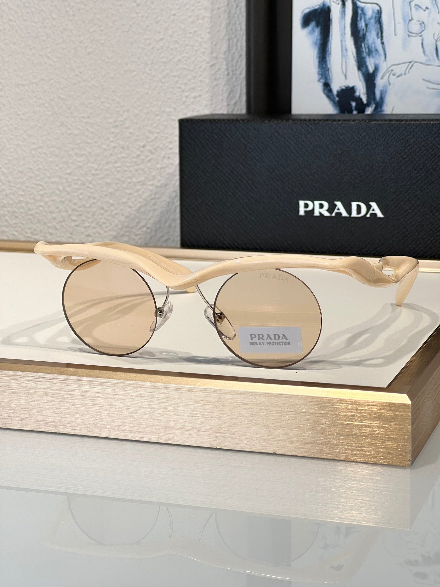 PRADA PR A18S - BLACK-PEACH-GREEN | SUNGLASSES Unisex  🟥 - buyonlinebehappy