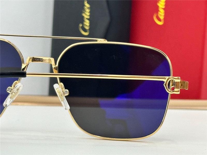 Cartier Square Sunglasses Gold Grey Metal CA38👑 - buyonlinebehappy