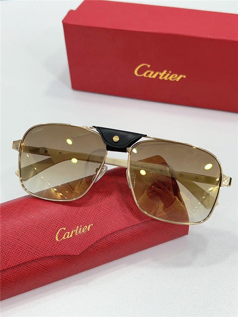 CARTIER SANTOS CT0389S Horn Men's SUNGLASSES 👑 - buyonlinebehappy