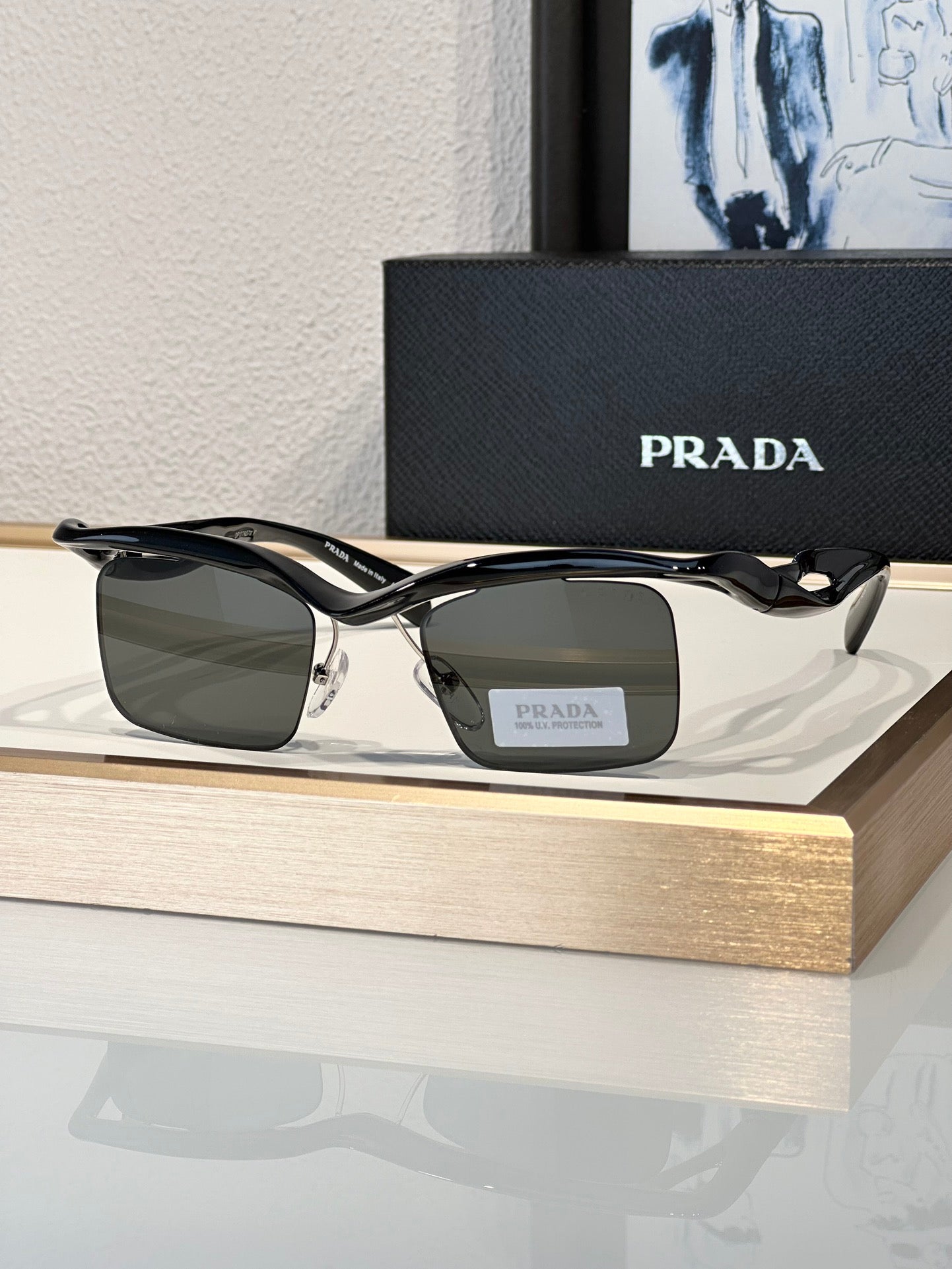 PRADA PR A15S - BLACK-PEACH-GREEN | SUNGLASSES Unisex  🟥 - buyonlinebehappy