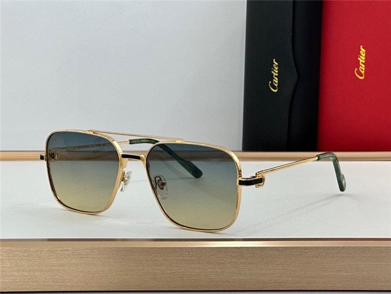 Cartier Square Sunglasses Gold Grey Metal CA38👑 - buyonlinebehappy