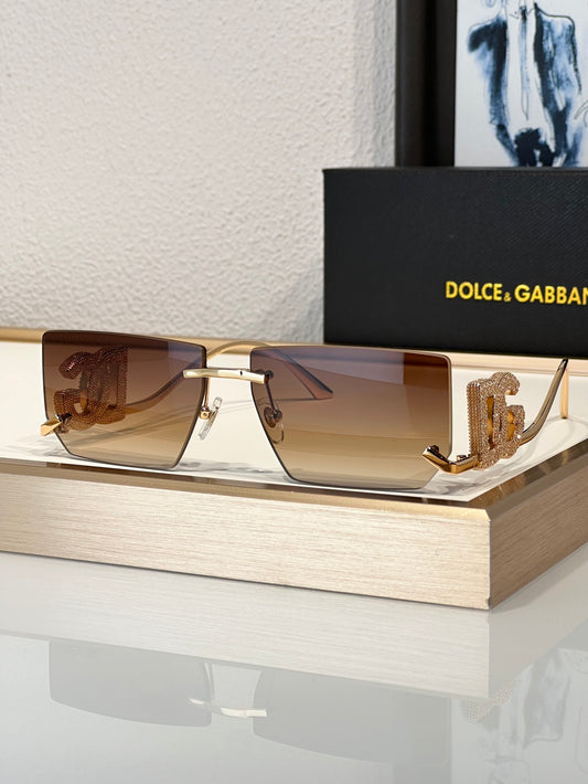 Dolce&Gabbana 2304B Crystal DG Metal Rectangle Women's Sunglasses ✨$4300 - buyonlinebehappy