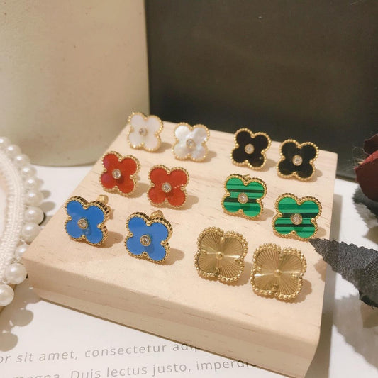 Van Cleef Vintage Alhambra Earrings 18K Gold Plated Women's Jewelry5 models ✨ - buyonlinebehappy