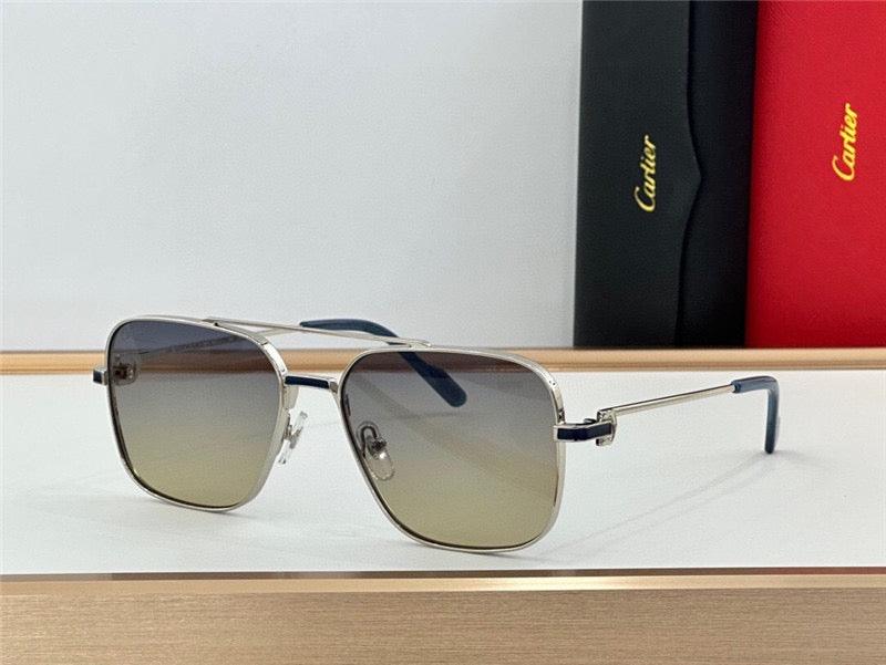 Cartier Square Sunglasses Gold Grey Metal CA38👑 - buyonlinebehappy