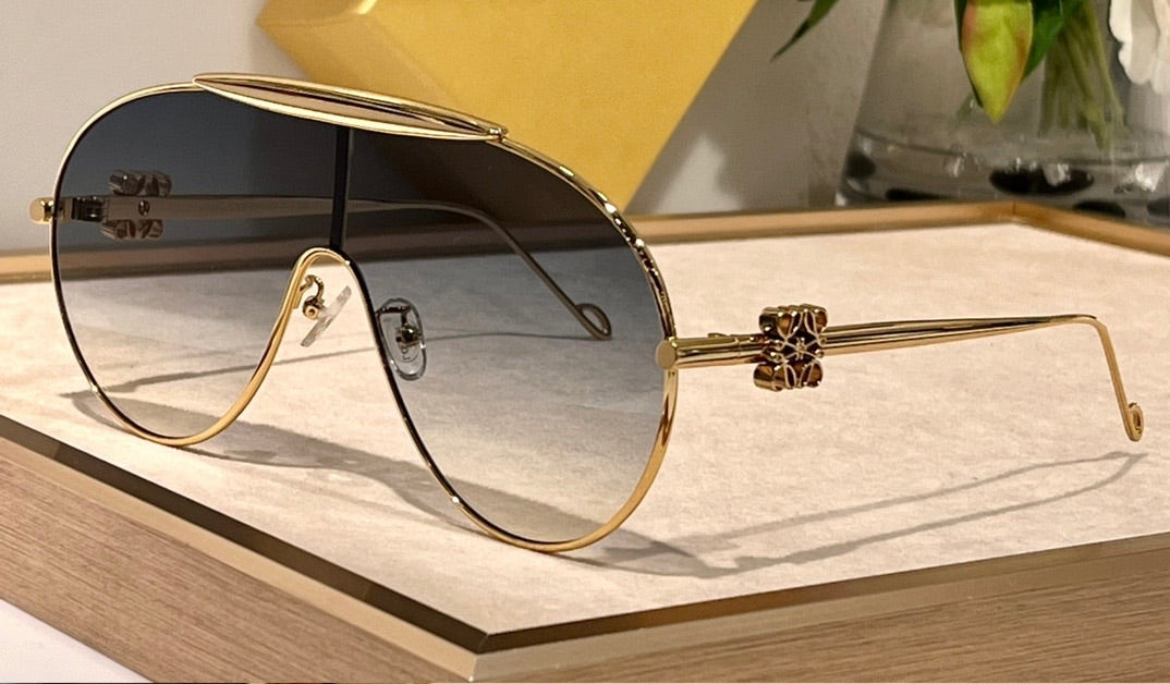 New Season LOEWE Spoiler aviator mask glasses in metal 40111U ✨ - buyonlinebehappy