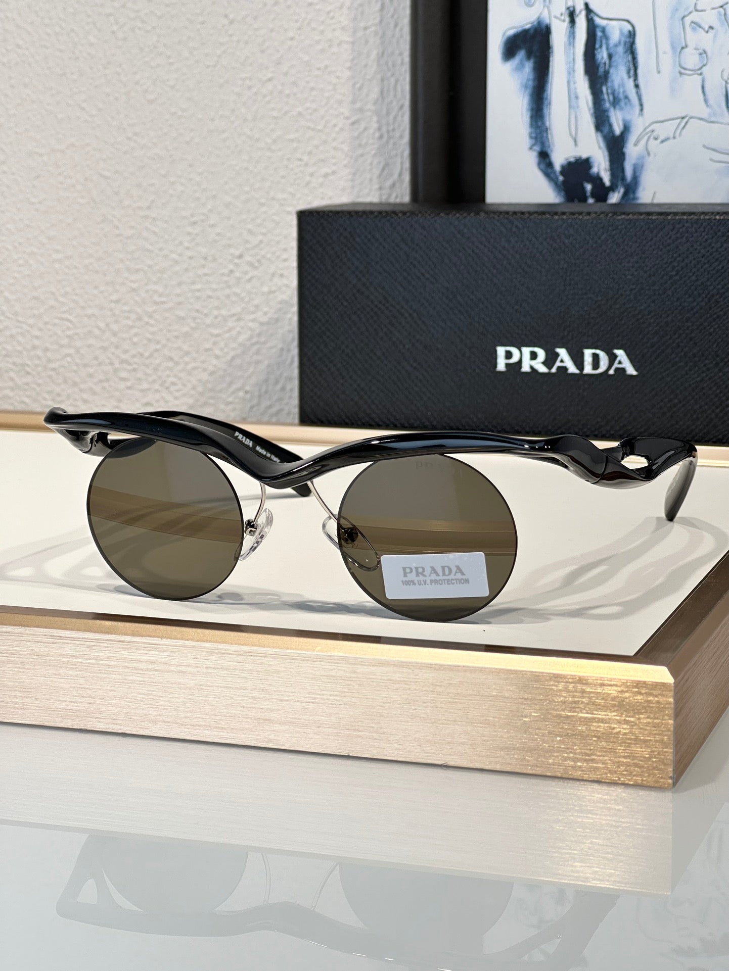 PRADA PR A18S - BLACK-PEACH-GREEN | SUNGLASSES Unisex  🟥 - buyonlinebehappy