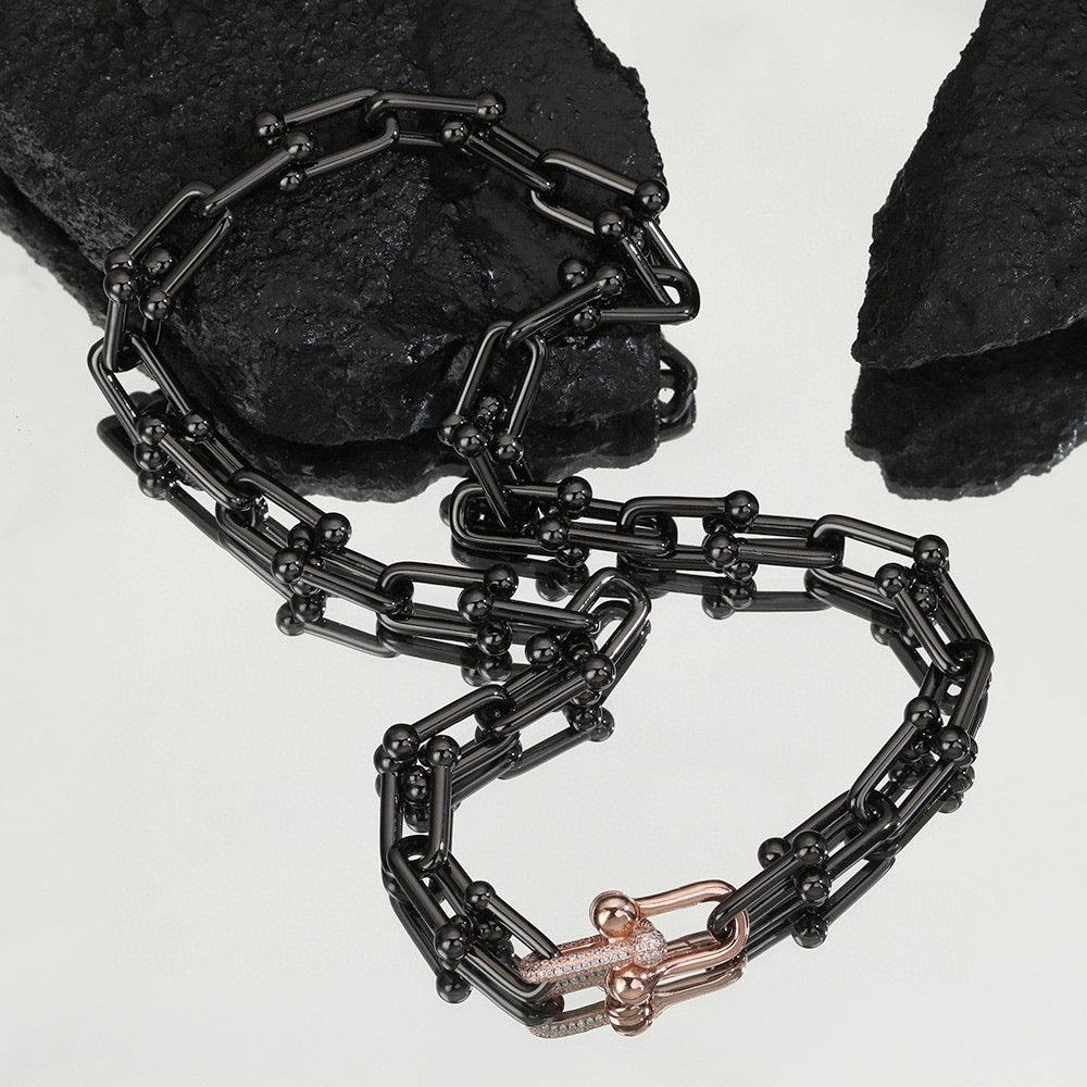 Tiffany&Co 18K Gold Plated Large Link Bracelet in Titanium with Zircon✨ - buyonlinebehappy