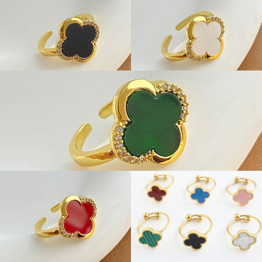 Van Cleef Vintage Alhambra Rings 18K Gold Plated Women's Jewelry 18 models✨ - buyonlinebehappy