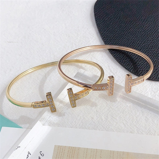 Tiffany&Co 18k gold plated Hinged T bracelet Style bangle ✨ - buyonlinebehappy