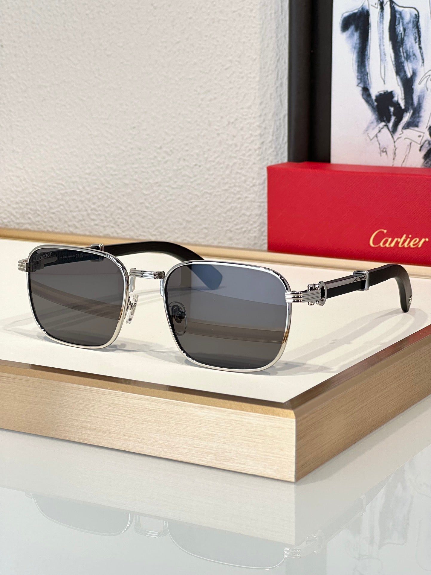 -  Cartier CT 0363S-NV Horn (Gold/Black) / Wood (Gold/Red)  $3495 ✨ - buyonlinebehappy