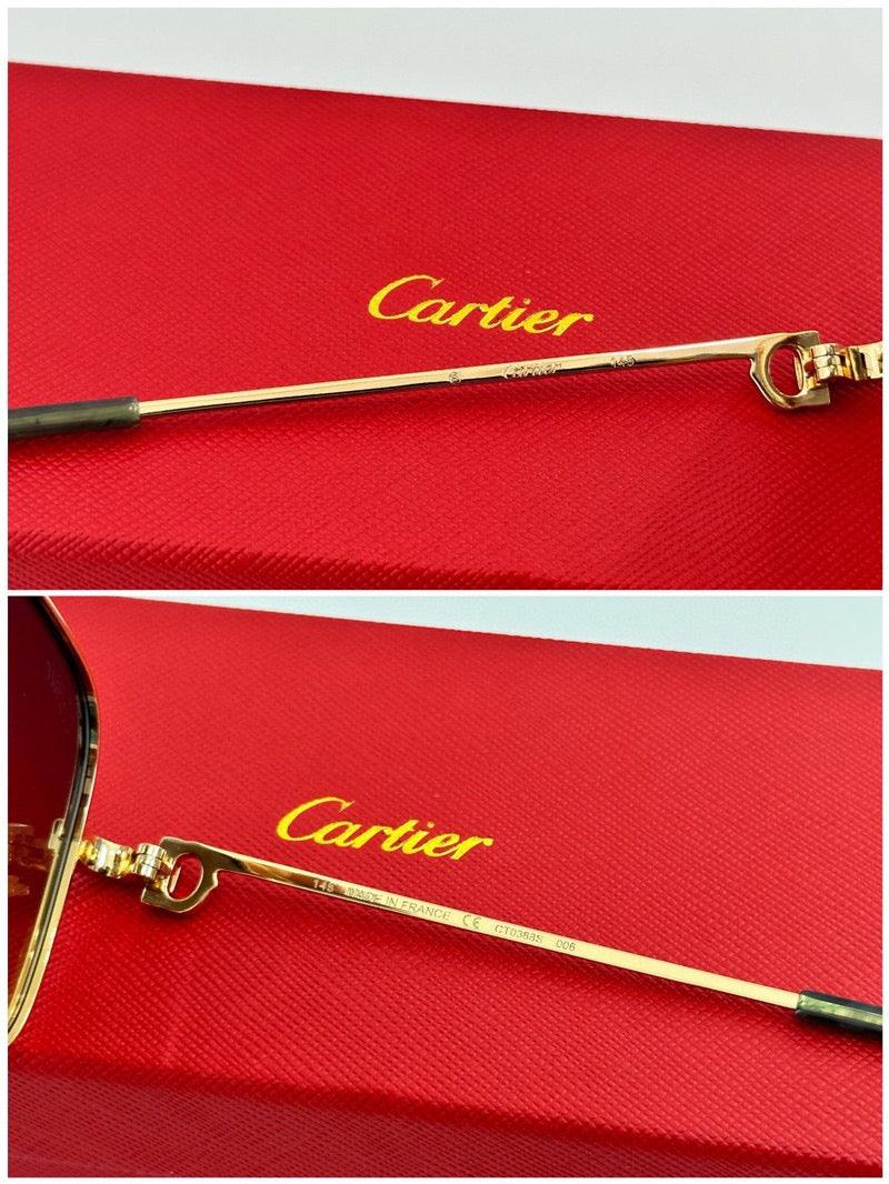 Cartier Square Sunglasses Gold Grey Metal CA38👑 - buyonlinebehappy