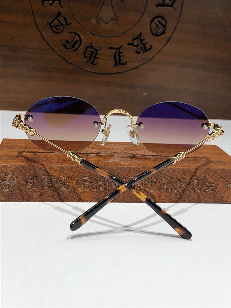 Rare CHROME HEARTS 49-22-144 PILLS I Floral Temple Rimless Glasses ⚜️ - buyonlinebehappy