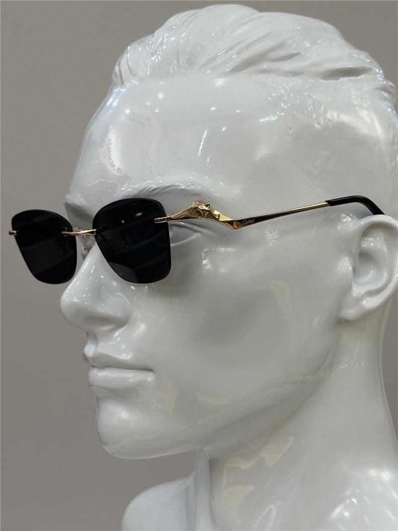 CARTIER CT 0120 - Trouserer - Platinum-Gold Sunglasses Men's Sunglasses 👑 - buyonlinebehappy