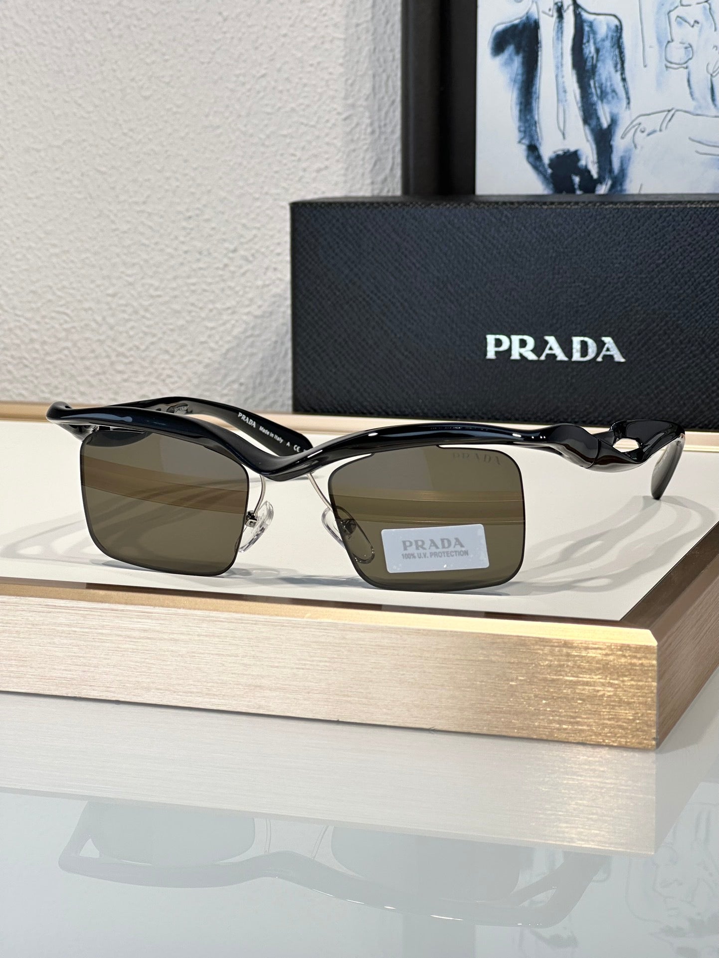 PRADA PR A15S - BLACK-PEACH-GREEN | SUNGLASSES Unisex  🟥 - buyonlinebehappy