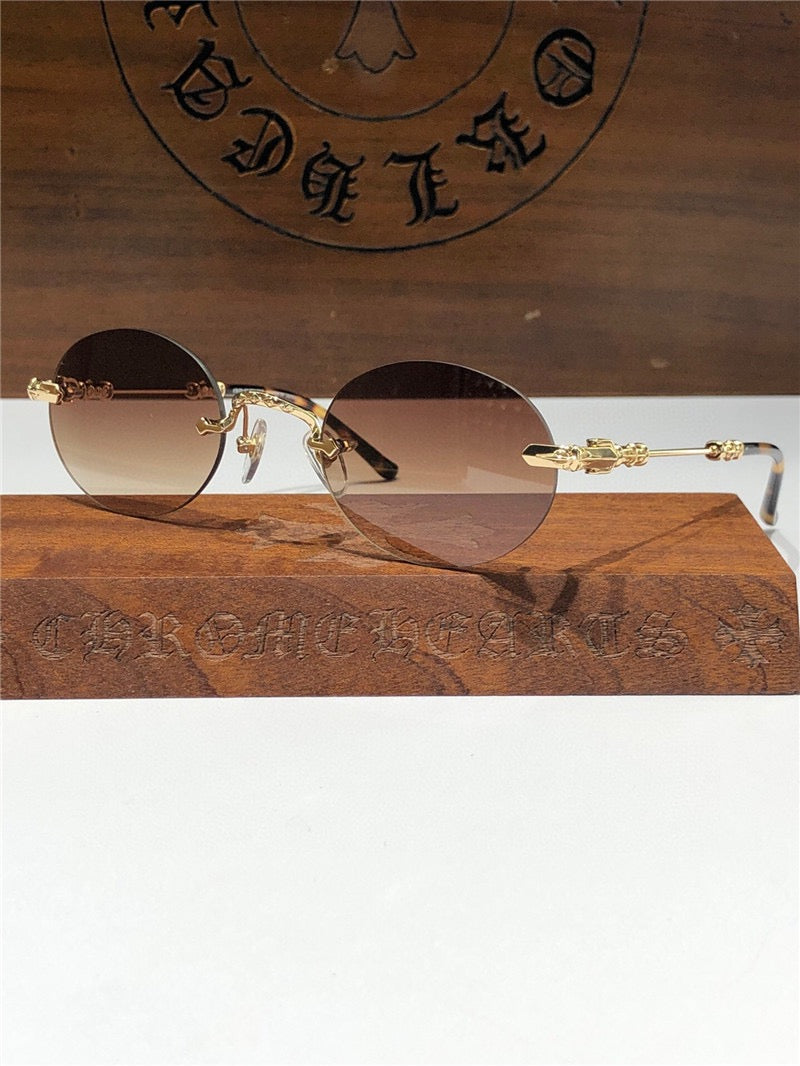 Rare CHROME HEARTS 49-22-144 PILLS I Floral Temple Rimless Glasses ⚜️ - buyonlinebehappy