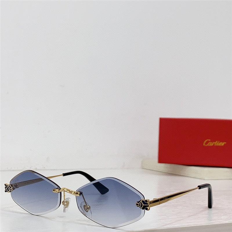 1 2024 NEW Cartier Eyewear Tiger Head-plaque geometric-frame sunglasses Panthere CT0433S 001 🐆 - buyonlinebehappy