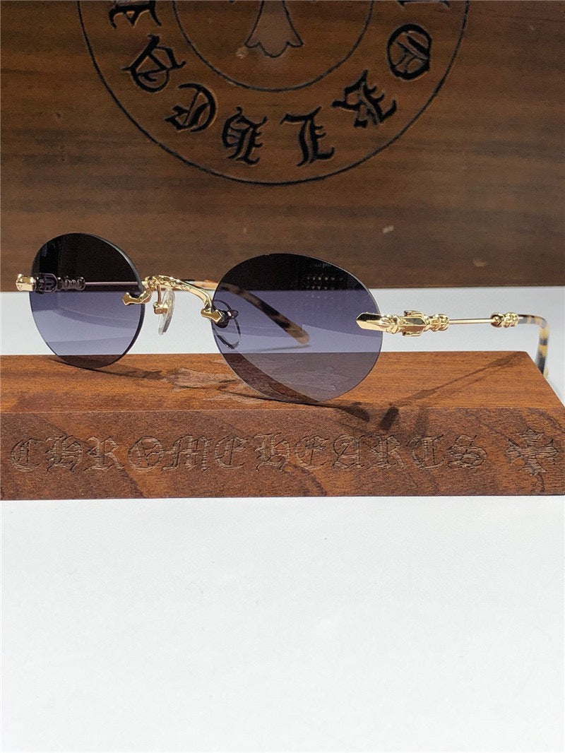 Rare CHROME HEARTS 49-22-144 PILLS I Floral Temple Rimless Glasses ⚜️ - buyonlinebehappy