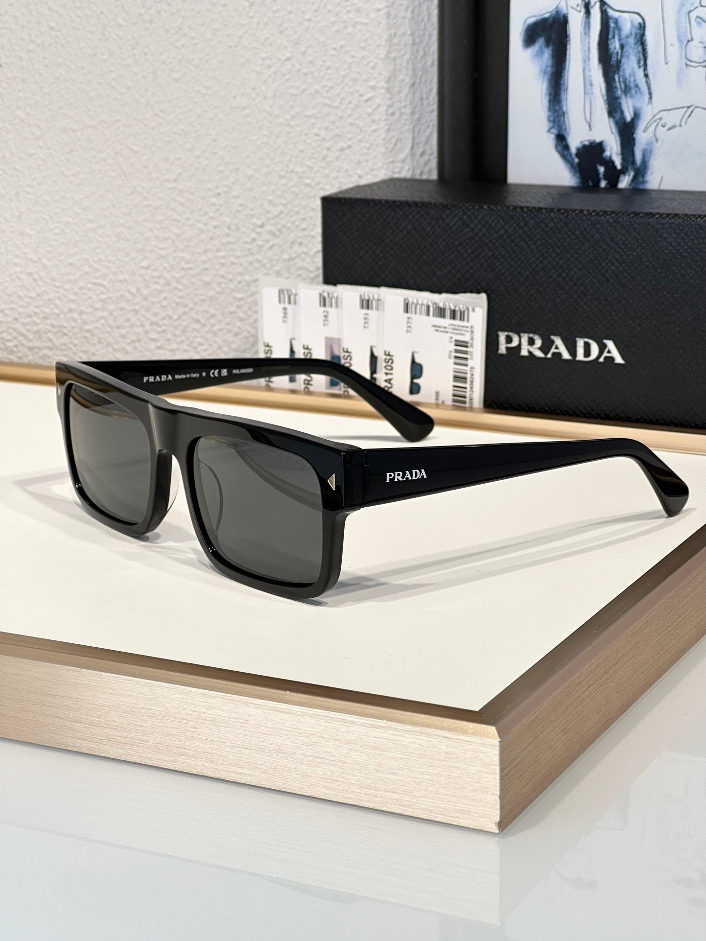 Prada PR A10S Rectangular Brown POLARISED Men's Sunglasses  🟥 - buyonlinebehappy