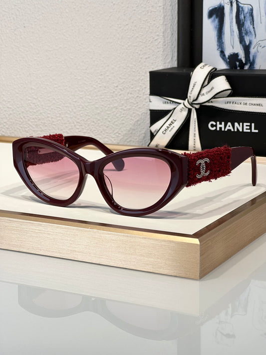 CHANEL 5513 Cat Eye Sunglasses Acetate & Tweed Black & Gold frame 5 Colors ✨ - buyonlinebehappy