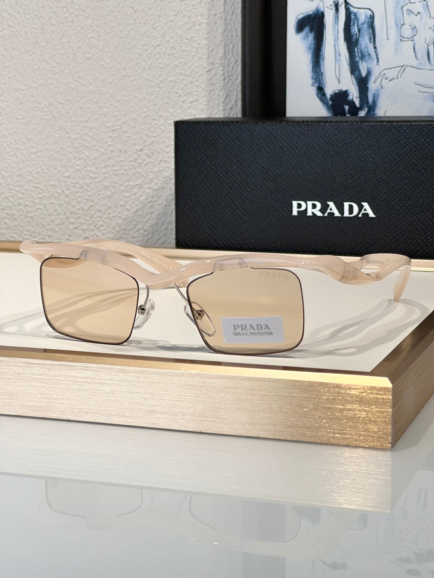 PRADA PR A15S - BLACK-PEACH-GREEN | SUNGLASSES Unisex  🟥 - buyonlinebehappy