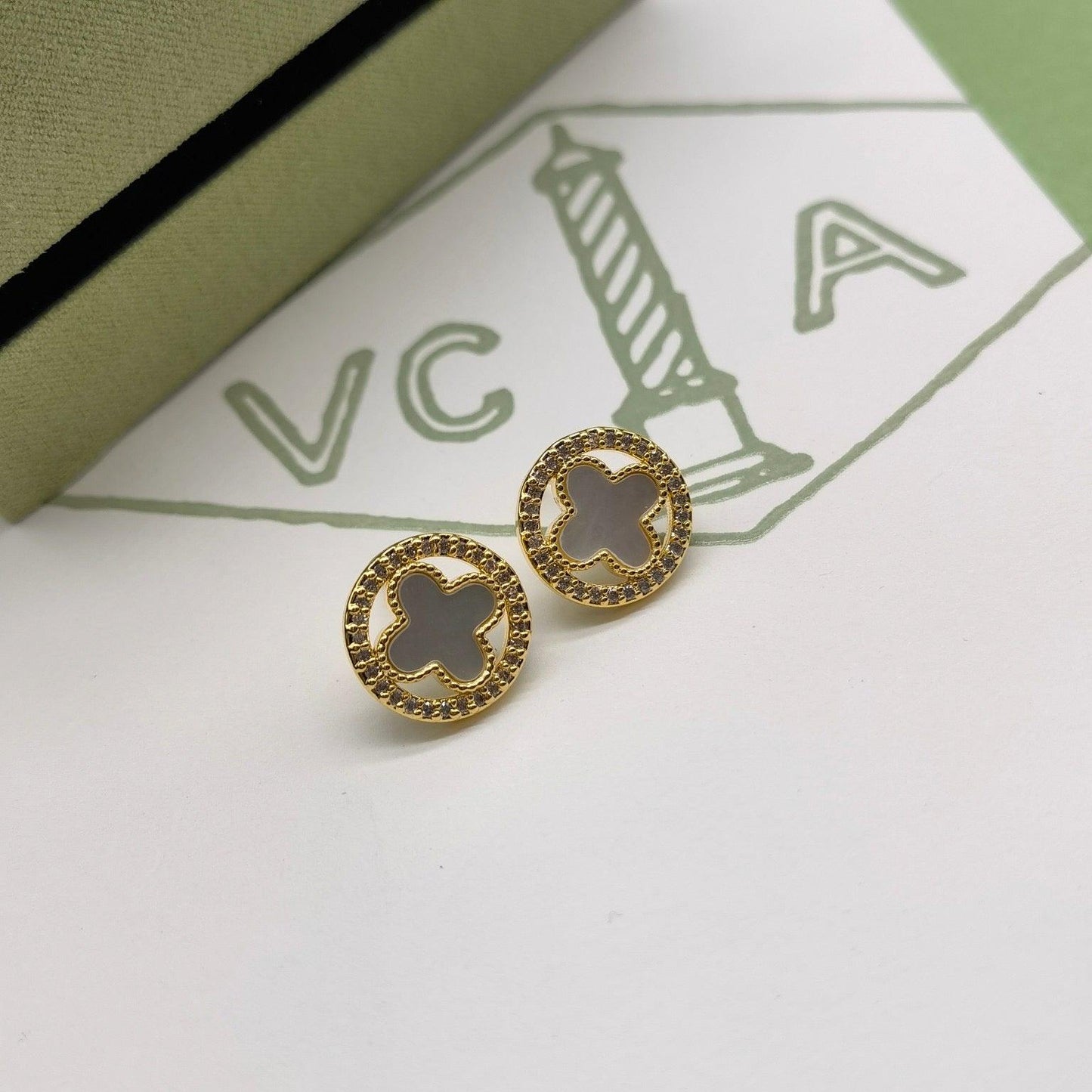 Van Cleef Vintage Alhambra Earrings 18K Gold Plated Women's Jewelry5 models ✨ - buyonlinebehappy