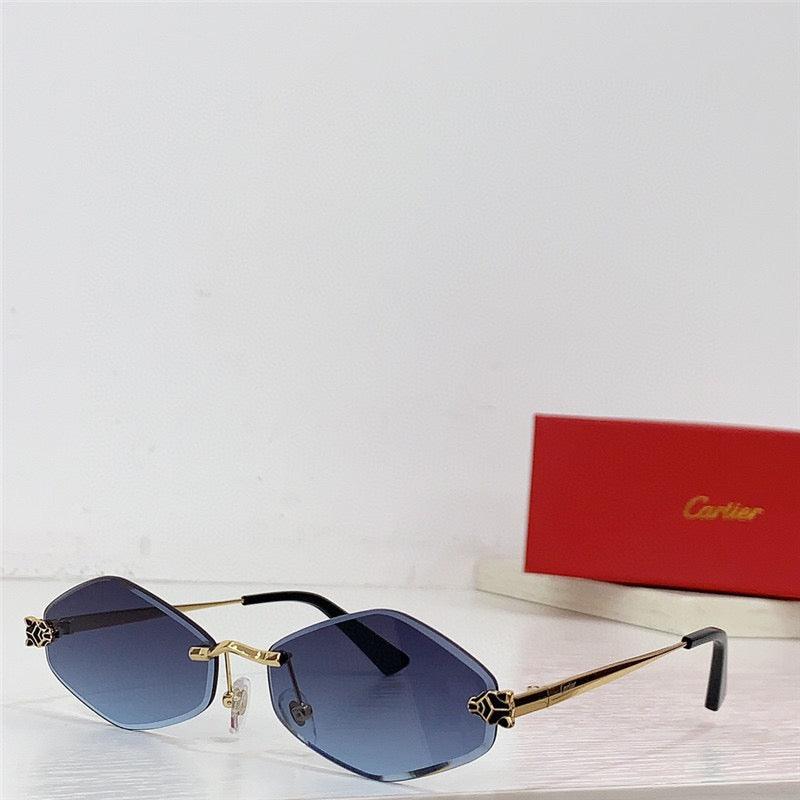 1 2024 NEW Cartier Eyewear Tiger Head-plaque geometric-frame sunglasses Panthere CT0433S 001 🐆 - buyonlinebehappy