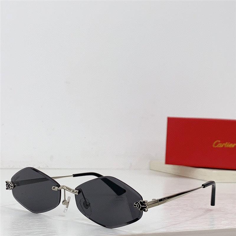 1 2024 NEW Cartier Eyewear Tiger Head-plaque geometric-frame sunglasses Panthere CT0433S 001 🐆 - buyonlinebehappy