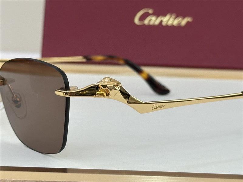 CARTIER CT 0120 - Trouserer - Platinum-Gold Sunglasses Men's Sunglasses 👑 - buyonlinebehappy