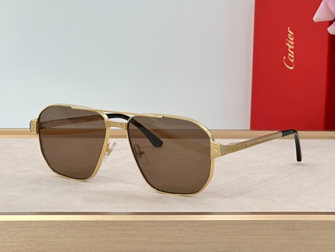 Cartier Exception POLARISED CT0424S 001 Sunglasses Pilot 59-15-140 ✨ - buyonlinebehappy