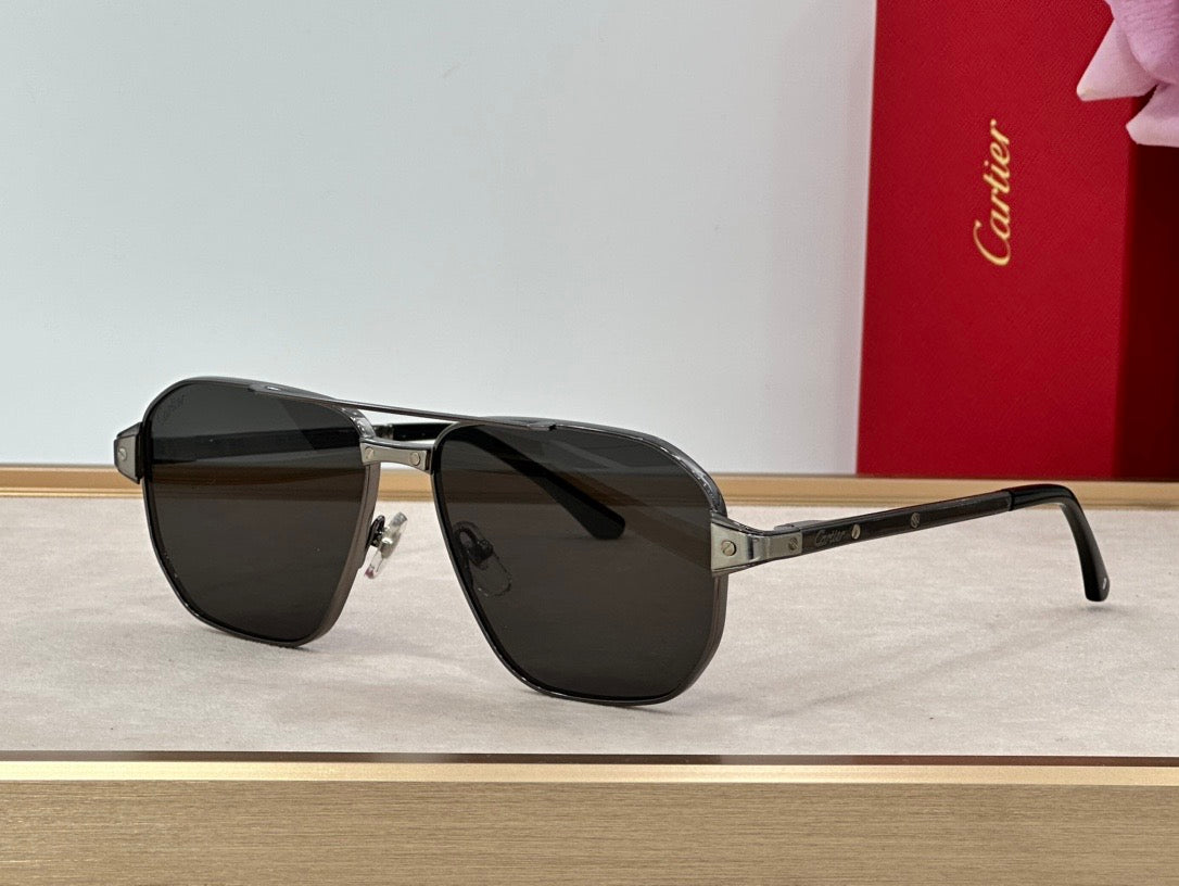 Cartier Exception POLARISED CT0424S 001 Sunglasses Pilot 59-15-140 ✨ - buyonlinebehappy