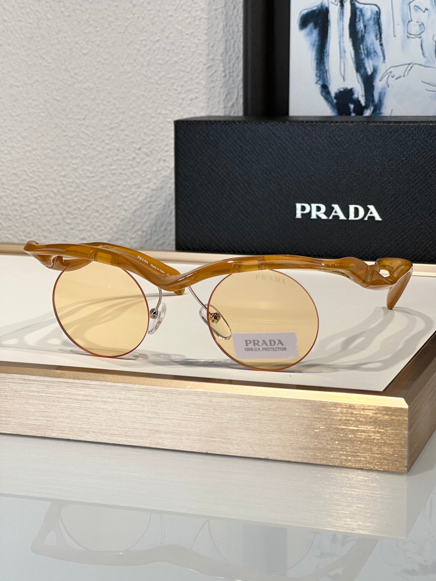 PRADA PR A18S - BLACK-PEACH-GREEN | SUNGLASSES Unisex  🟥 - buyonlinebehappy