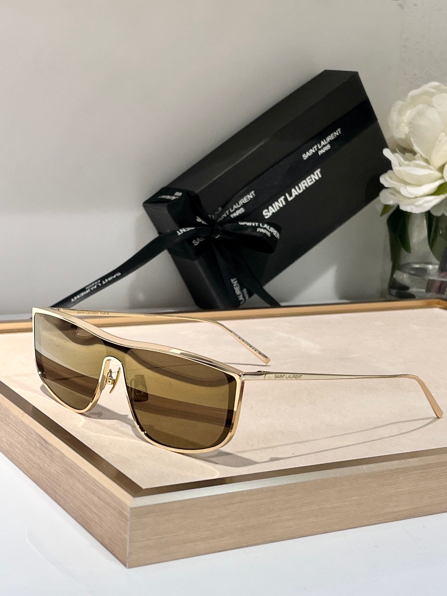 Saint Laurent SILVER-GOLD SL 605 LUNA’ Sunglasses✨ - buyonlinebehappy