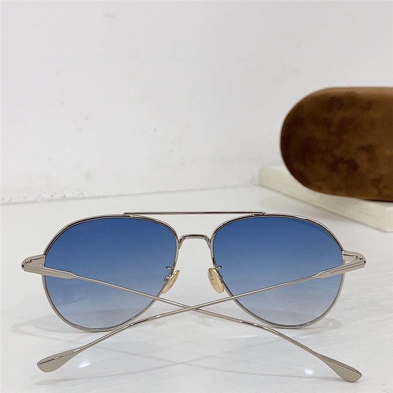 Tom Ford Titanium Japan Sunglasses Gold Grey Pilot Metal Cyrus TF 747 28A FT0747 - buyonlinebehappy