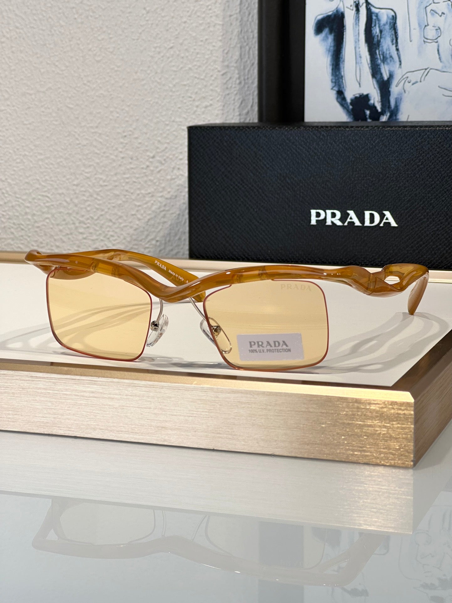 PRADA PR A15S - BLACK-PEACH-GREEN | SUNGLASSES Unisex  🟥 - buyonlinebehappy