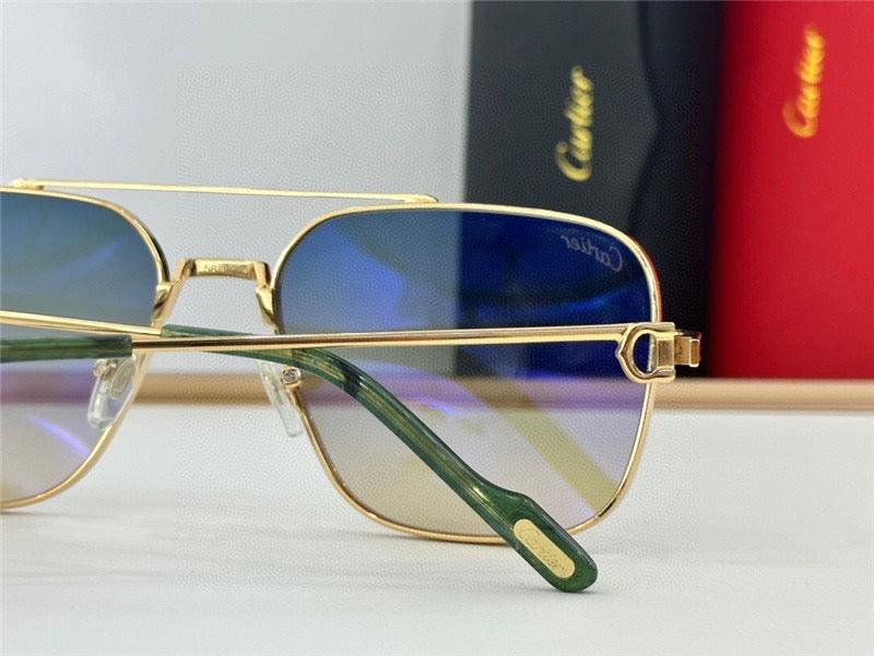 Cartier Square Sunglasses Gold Grey Metal CA38👑 - buyonlinebehappy