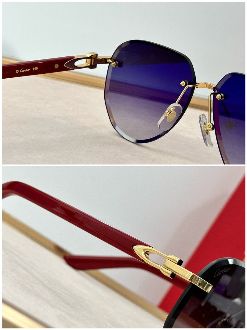 Cartier C DECOR CT0440S Wood frame Unisex Sunglasses 🐆 - buyonlinebehappy