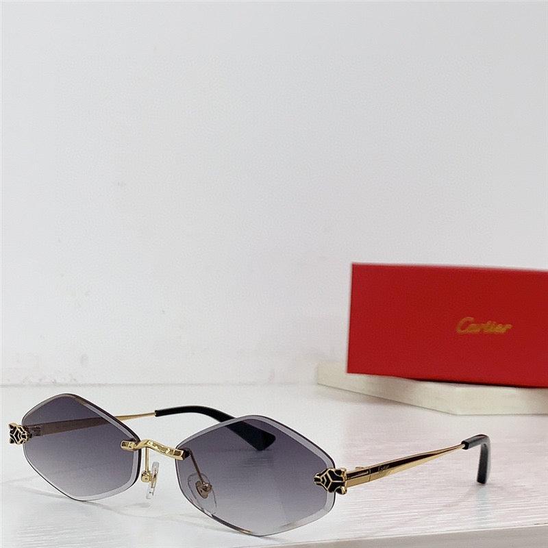 1 2024 NEW Cartier Eyewear Tiger Head-plaque geometric-frame sunglasses Panthere CT0433S 001 🐆 - buyonlinebehappy