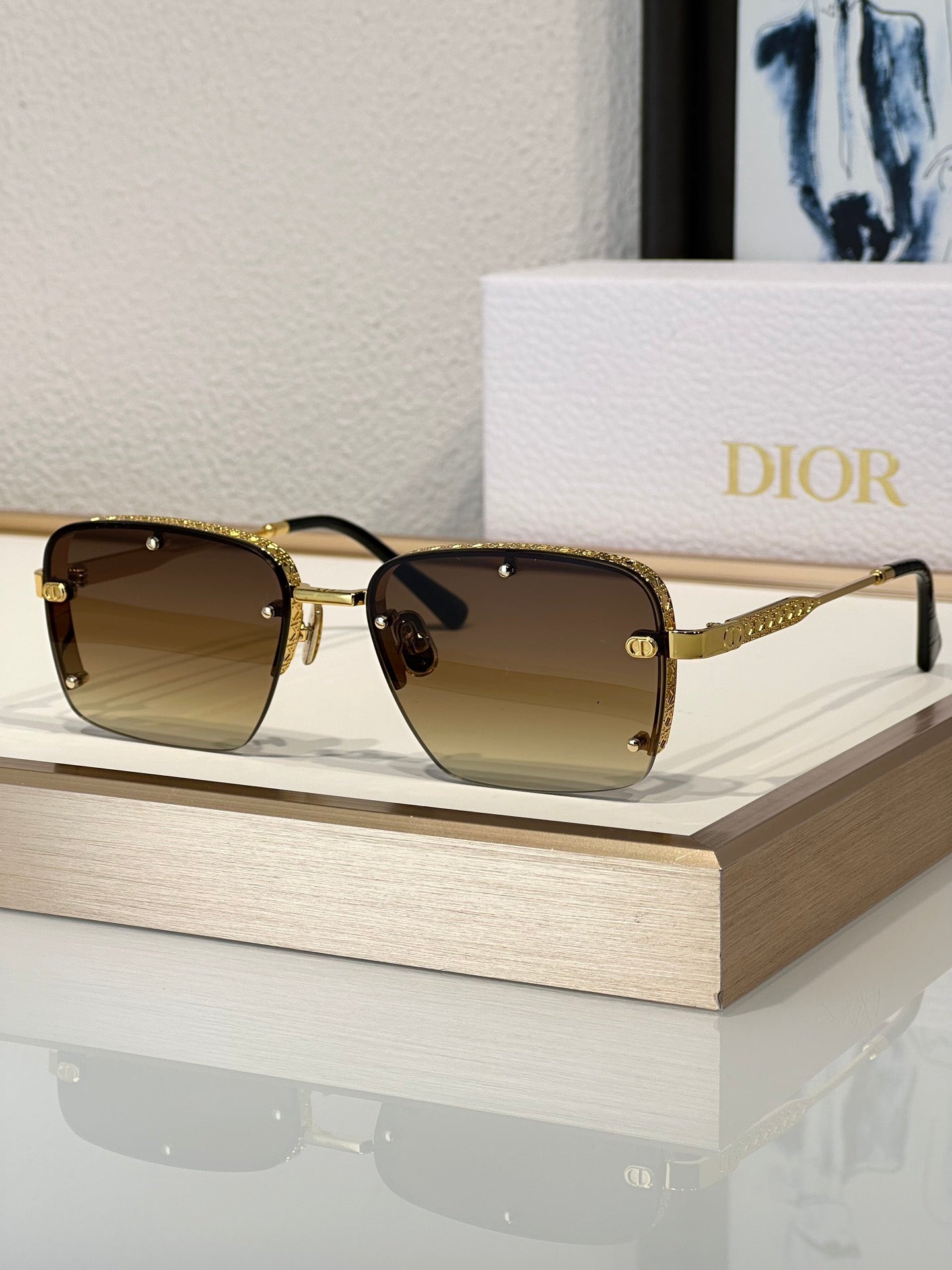 DIOR HOMME NeoDior S4U Mirrored Rectangular Sunglasses✨ - buyonlinebehappy