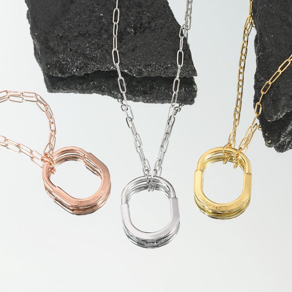 Tiffany&Co 18k Gold plated Unisex Unique Style Bangle Lock Pendant Necklace ✨ - buyonlinebehappy