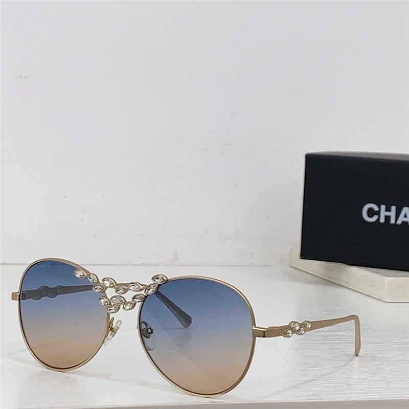 2024 CHANEL Pilot Metal & Strass Sunglasses 9566B 🖤 - buyonlinebehappy