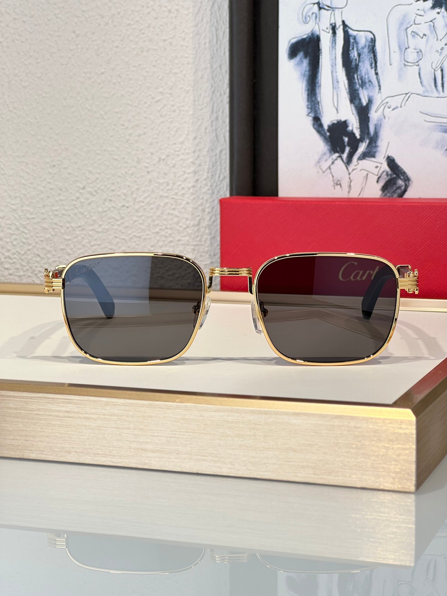 -  Cartier CT 0363S-NV Horn (Gold/Black) / Wood (Gold/Red)  $3495 ✨ - buyonlinebehappy