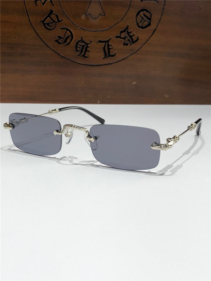 Rare CHROME HEARTS 49-22-144 PILLS II Floral Temple Rimless Glasses ⚜️ - buyonlinebehappy